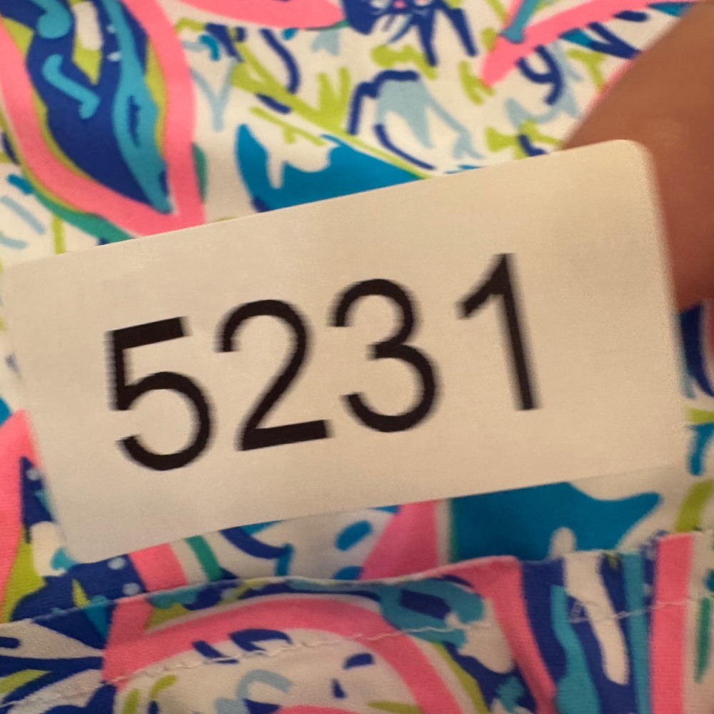 Lilly Pulitzer Shift Dress Women's Sz XL Blue Pink Tropical Ruffle Hem 0101292 - Picture 7 of 7